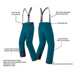TOWN&FIELD 남성용 스노우 하이킹 스키 바지 방수 양털 안감 턱받이 Softshell 겨울 바지 분리형 멜빵