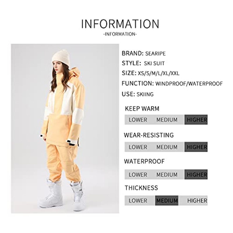 SEARIPE 여성 스키 재킷과 바지 세트 커플 방풍 스키 복 겨울 스포츠를위한 남성 방수 2 피스 Snowsuits