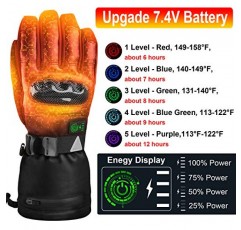 남성용 여성용 가열 장갑 - 7.4V 5000 mAh 배터리 포함 오토바이, 야외 작업 충전식 전기 가열 장갑