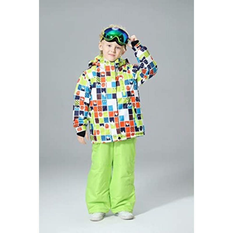 GS SNOWING 소년 스키 재킷 및 바지 세트 절연 방수 방풍 Snowsuit 겨울 따뜻한 후드 코트
