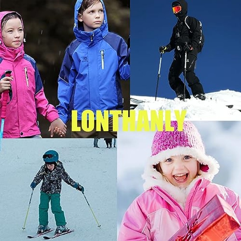 Lonthanly 아동용 스키 재킷 방수 겨울 코트 분리형 후드가 있는 소년 소녀용 양털 스노우보드 재킷