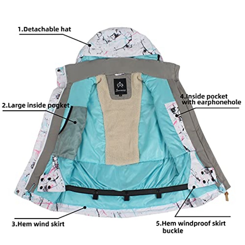 GSOU SNOW 스키 세트 여성용 스키 재킷 및 바지 Snowsuit 스노우 보드 코트 복장 따뜻한 후드 방수 방풍 절연