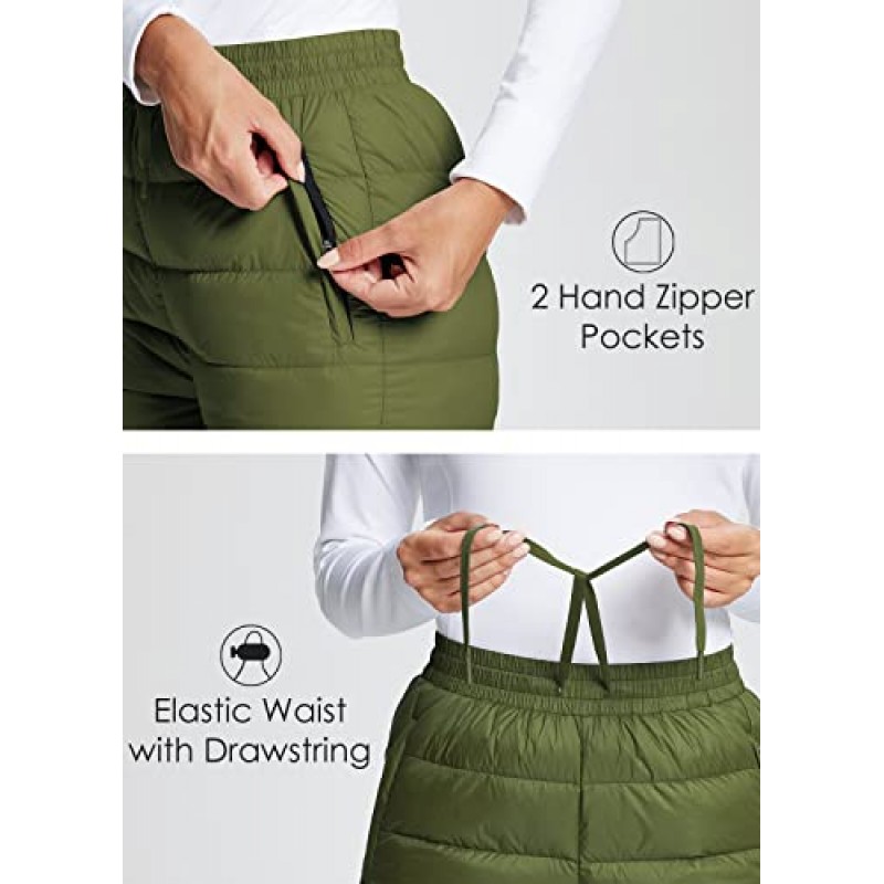 BALEAF 여성용 다운 팬츠 겨울 초경량 방수 스키 스노우 퍼퍼 팬츠 Packable Warm Trousers