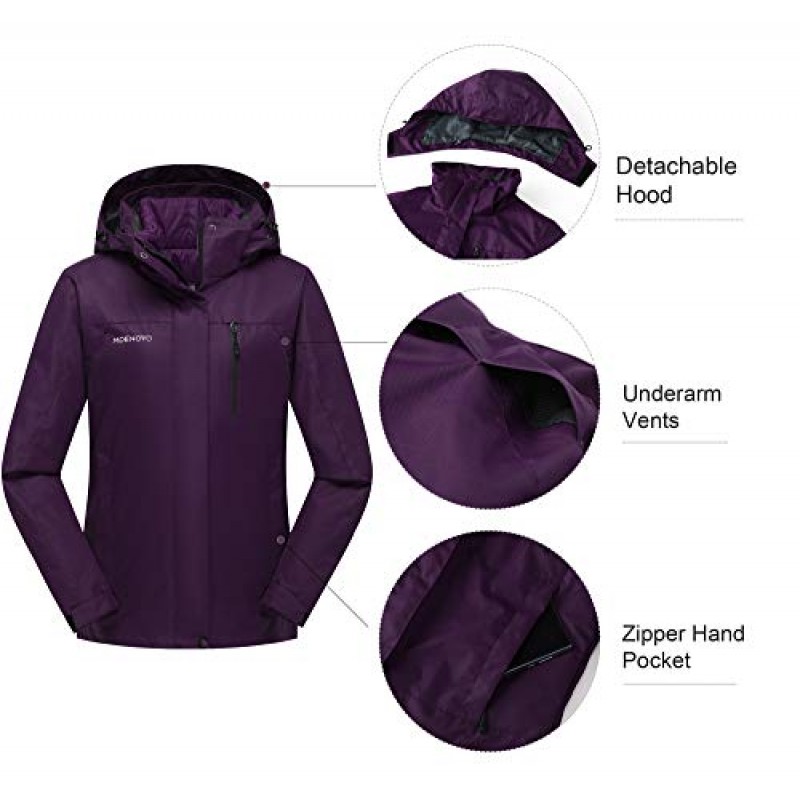 MDENOVO 여성용 3 in 1 스키 자켓 방수 퍼퍼 내부 따뜻한 겨울 코트 스노우 보드 마운틴 자켓
