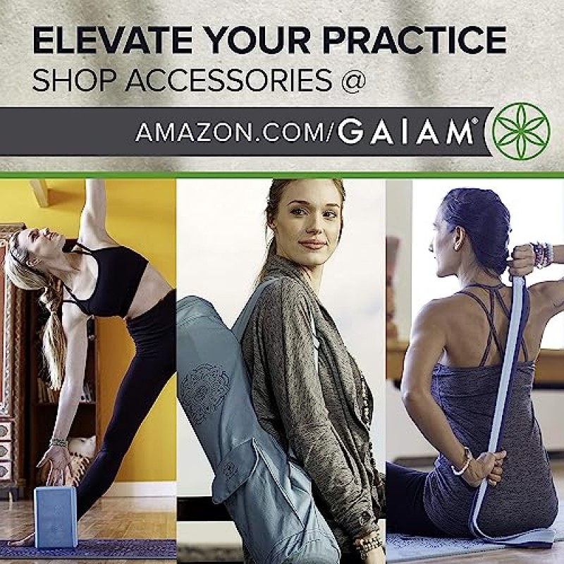Gaiam 요가 매트 - 모든 유형의 요가, 필라테스 및 바닥 운동을 위한 프리미엄 5mm 단단한 두꺼운 미끄럼 방지 운동 및 피트니스 매트(68