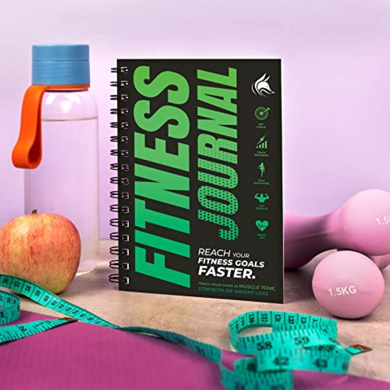 Clever Fox 피트니스 저널 운동 일지 - 여성과 남성을 위한 일일 피트니스 플래너 운동 저널. 나선형 제본, 적층 표지, 두꺼운 페이지, A5(네온 그린)
