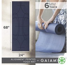 Gaiam 요가 매트 - 모든 유형의 요가, 필라테스 및 바닥 운동을 위한 프리미엄 6mm 인쇄 두꺼운 미끄럼 방지 운동 및 피트니스 매트(68