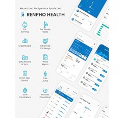 RENPHO 무선 줄넘기, 카운터가 있는 가중 줄넘기, 피트니스용 줄넘기, 크로스핏용 스마트 줄넘기, 체육관, 칼로리 소모, APP 데이터 분석, 여성 남성 성인 어린이를 위한 재택 운동