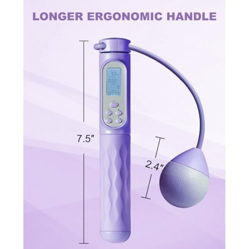 GOOGIC 카운터가 있는 무선 줄넘기, 운동 피트니스를 위한 HD 스크린이 있는 가중 줄넘기, 남성 여성 어린이를 위한 무선 줄넘기(실내/실외)
