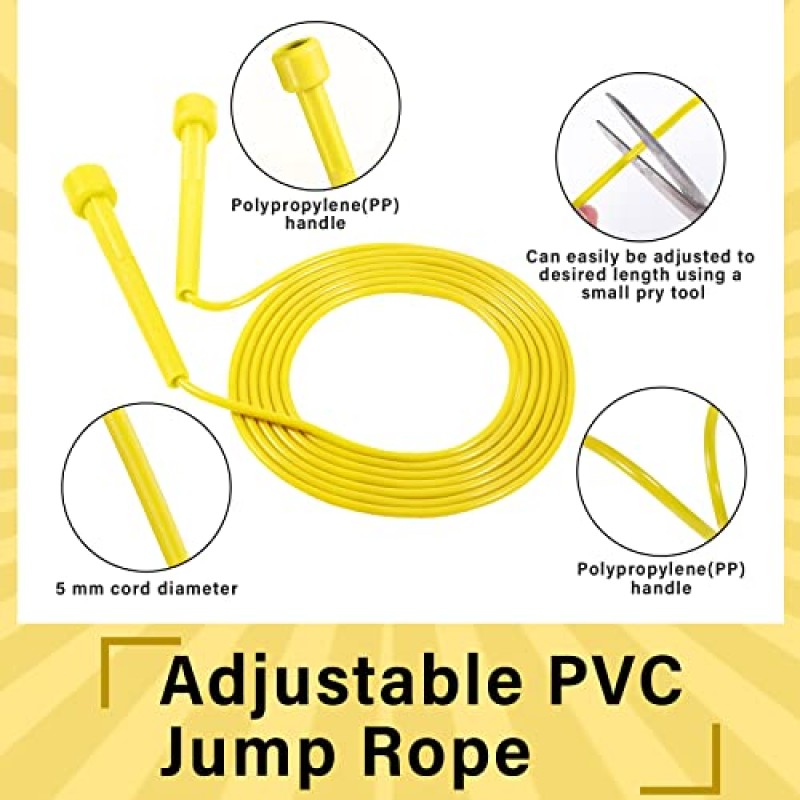 피트니스를 위한 32 Pcs PVC 줄넘기 9.2피트 조정 가능한 건너뛰는 밧줄 여성을 위한 플라스틱 손잡이가 있는 다용도 깨지지 않는 속도 밧줄 남자 어린이 지구력 훈련 심장 강화 운동 운동