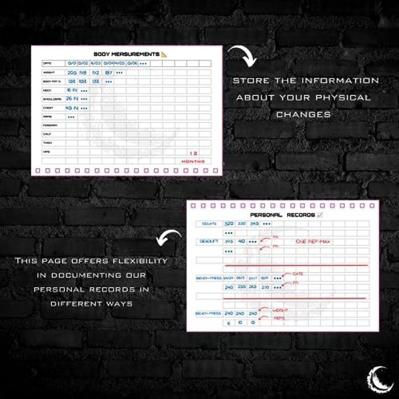 Eclipse 로그 운동 로그북 플래너, A5 하드커버 피트니스 저널. 남성, 여성 추적 및 명확하고 조직적인 가정/체육관 훈련 계획