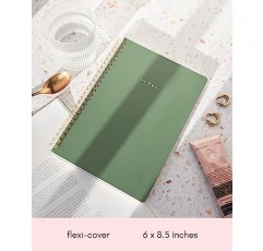 Kunitsa Co. 여성을 위한 피트니스 저널. 운동, 식사, 체중 감량을 추적하세요. 날짜 없음, 120가지 운동에 적합(세이지, 6 x 8.5인치)