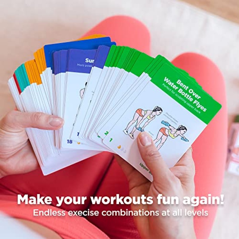 WorkoutLabs 운동 카드: 체중 – 60가지 운동과 12가지 장비 없는 루틴이 포함된 여성 및 남성을 위한 프리미엄 홈 & 체육관 운동 플래시 카드 데크 · 방수 플라스틱 피트니스 플래시 카드