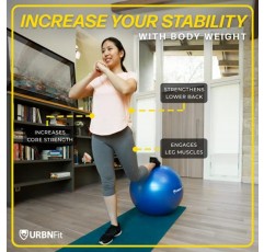 URBNFit 운동 공 - 운동 임신 안정을 위한 요가 공 - 펌프가 있는 안티버스트 스위스 밸런스 공 - 사무실, 홈 체육관용 피트니스 볼 의자
