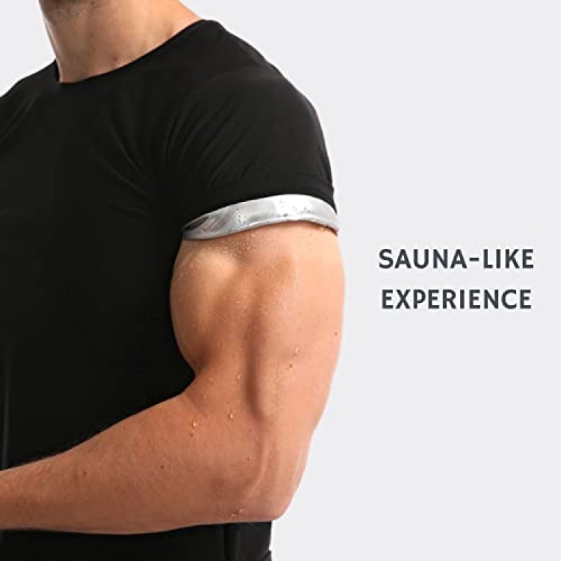 NANOHERTZ 사우나 땀복 체중 감소 Shapewear 탑 셔츠 허리 조끼 트레이너 운동 운동 피트니스 체육관 반팔 남성