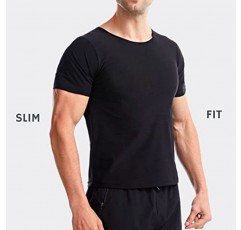 NANOHERTZ 사우나 땀복 체중 감소 Shapewear 탑 셔츠 허리 조끼 트레이너 운동 운동 피트니스 체육관 반팔 남성
