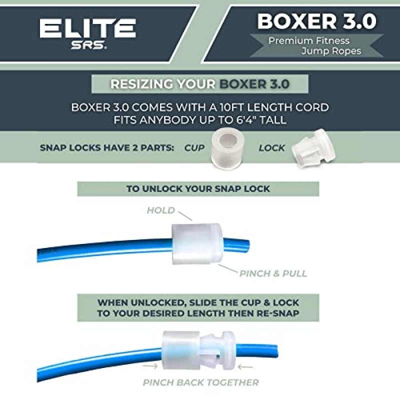 Elitesrs Boxer 3.0 피트니스 및 심장 훈련을 위한 복싱 줄넘기 - 전문적으로 설계된 전신 운동 줄넘기 - 엉키지 않는 5mm PVC 줄넘기 코드 - 슬림 바디 에어로빅 운동에 이상적