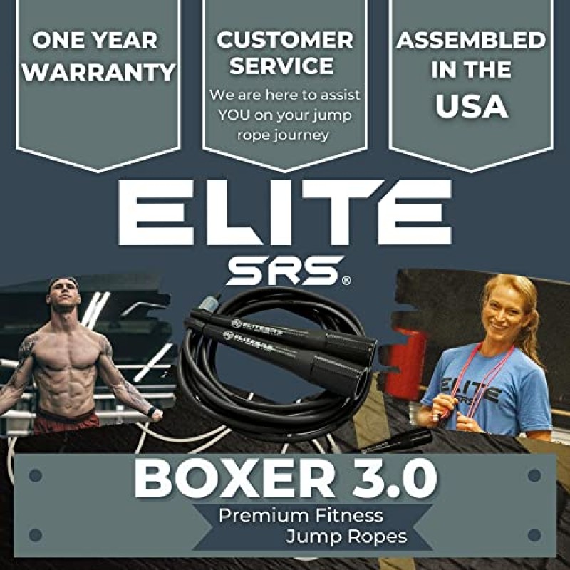 Elitesrs Boxer 3.0 피트니스 및 심장 훈련을 위한 복싱 줄넘기 - 전문적으로 설계된 전신 운동 줄넘기 - 엉키지 않는 5mm PVC 줄넘기 코드 - 슬림 바디 에어로빅 운동에 이상적