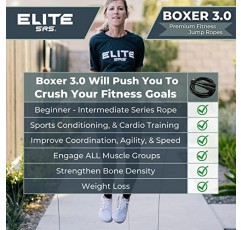 Elitesrs Boxer 3.0 피트니스 및 심장 훈련을 위한 복싱 줄넘기 - 전문적으로 설계된 전신 운동 줄넘기 - 엉키지 않는 5mm PVC 줄넘기 코드 - 슬림 바디 에어로빅 운동에 이상적