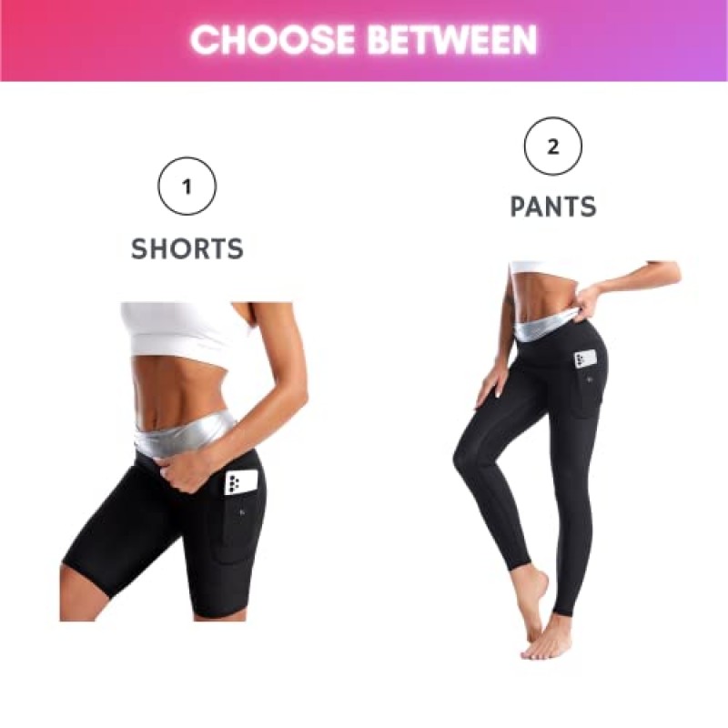 사우나 땀 정장 체중 감소 Shapewear 반바지 주머니 허리 트레이너 바디 셰이퍼 Sweatsuit 운동 피트니스 체육관 여자 여자