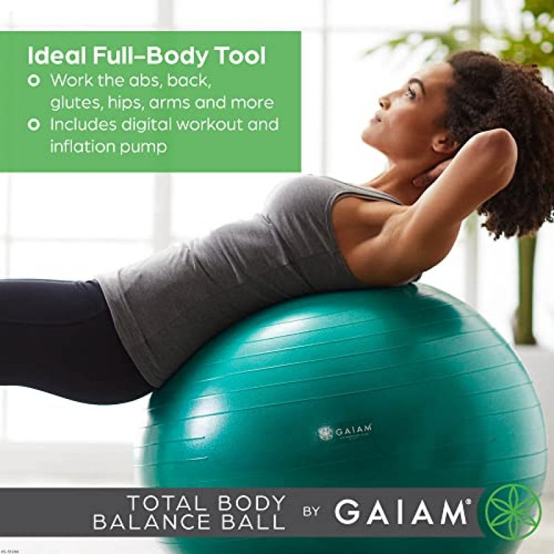 Gaiam 토탈 바디 밸런스 볼 키트 - 파열 방지 안정성 운동 요가볼, 에어 펌프, 운동 프로그램 포함