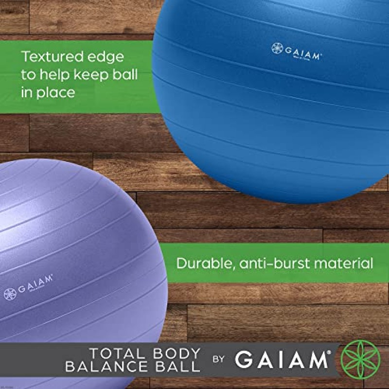 Gaiam 토탈 바디 밸런스 볼 키트 - 파열 방지 안정성 운동 요가볼, 에어 펌프, 운동 프로그램 포함
