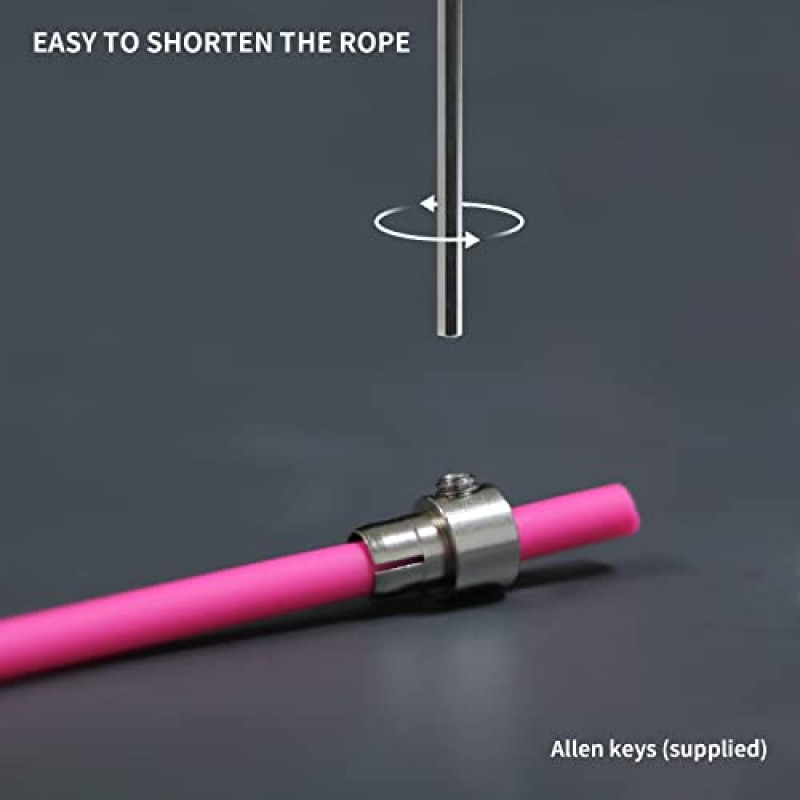 HEREROPE 피트니스용 줄넘기, 여성용 남성용 및 어린이용 조절 가능한 줄넘기, 7mm PVC 줄넘기 로프가 있는 1/4lb 가중 줄넘기, 미끄럼 방지 그립, 속도, 심장 강화 및 트릭, 근력 및 운동에 적합