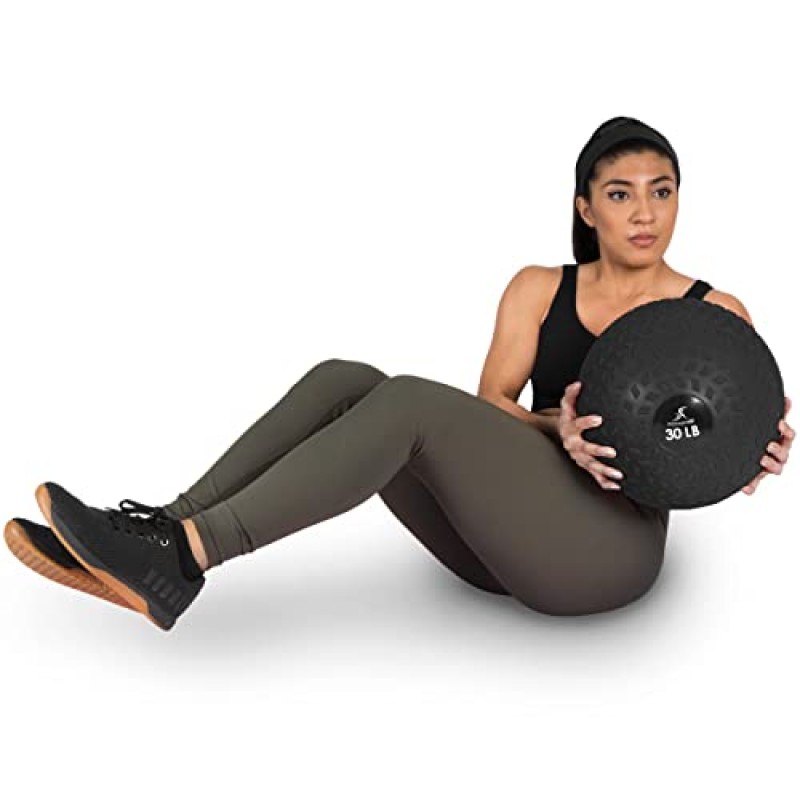 ProsourceFit 슬램 메디신 볼 5, 10, 15, 20, 25, 30, 50파운드 부드럽고 트레드 질감이 있는 그립 크로스 트레이닝, 근력 및 컨디셔닝 운동, 심장 강화 및 코어 운동을 위한 사하중 공