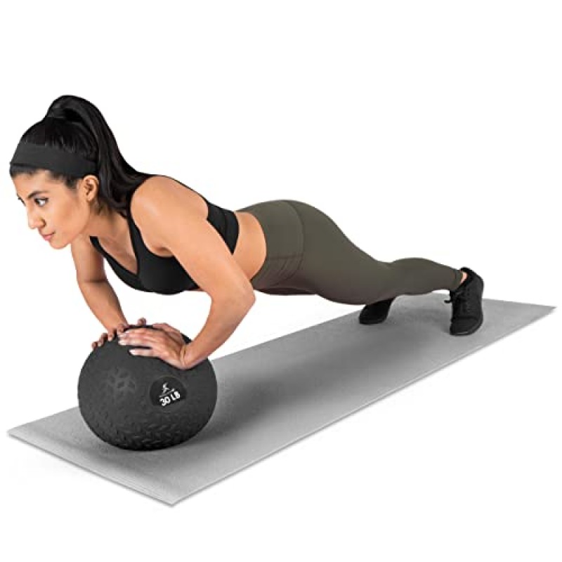 ProsourceFit 슬램 메디신 볼 5, 10, 15, 20, 25, 30, 50파운드 부드럽고 트레드 질감이 있는 그립 크로스 트레이닝, 근력 및 컨디셔닝 운동, 심장 강화 및 코어 운동을 위한 사하중 공