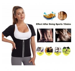 여성용 Fitever 사우나 정장 여성용 체중 감소 사우나 셔츠 땀 정장 허리 트레이너 조끼 피트니스 바디 셰이퍼 지퍼