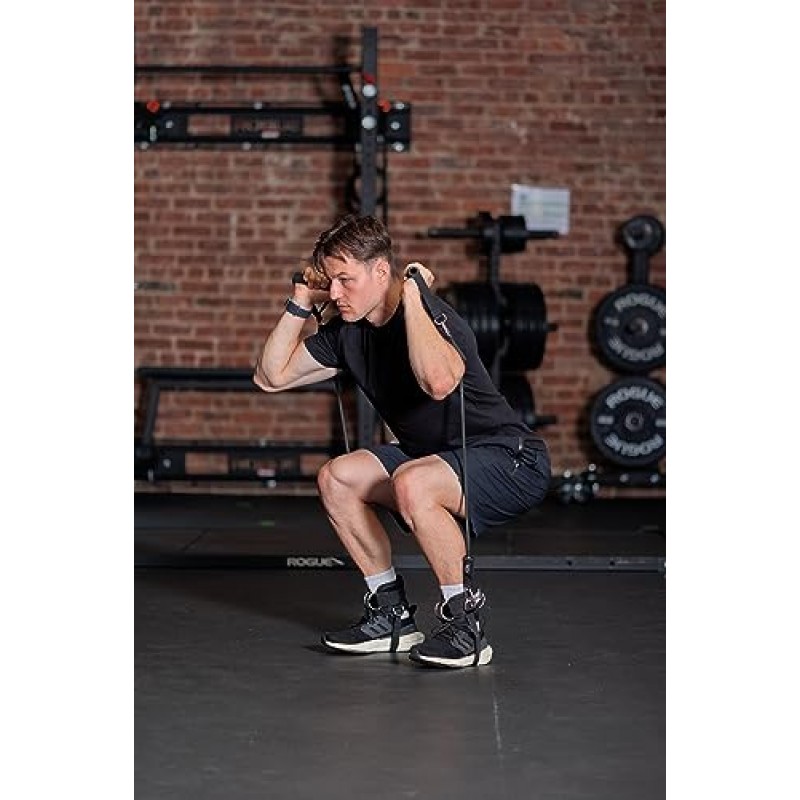 IronSpark Fitness 케이블 머신, 홈 트레이닝 및 체육관 케이블 부착용 5점 다목적 발목 스트랩 - 커프가 있는 20파운드 저항 밴드 - 다리 확장, 킥백, 둔근, 전신 운동