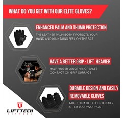 남성용 Lift Tech Fitness 엘리트 역도 장갑 - 블랙 & 화이트