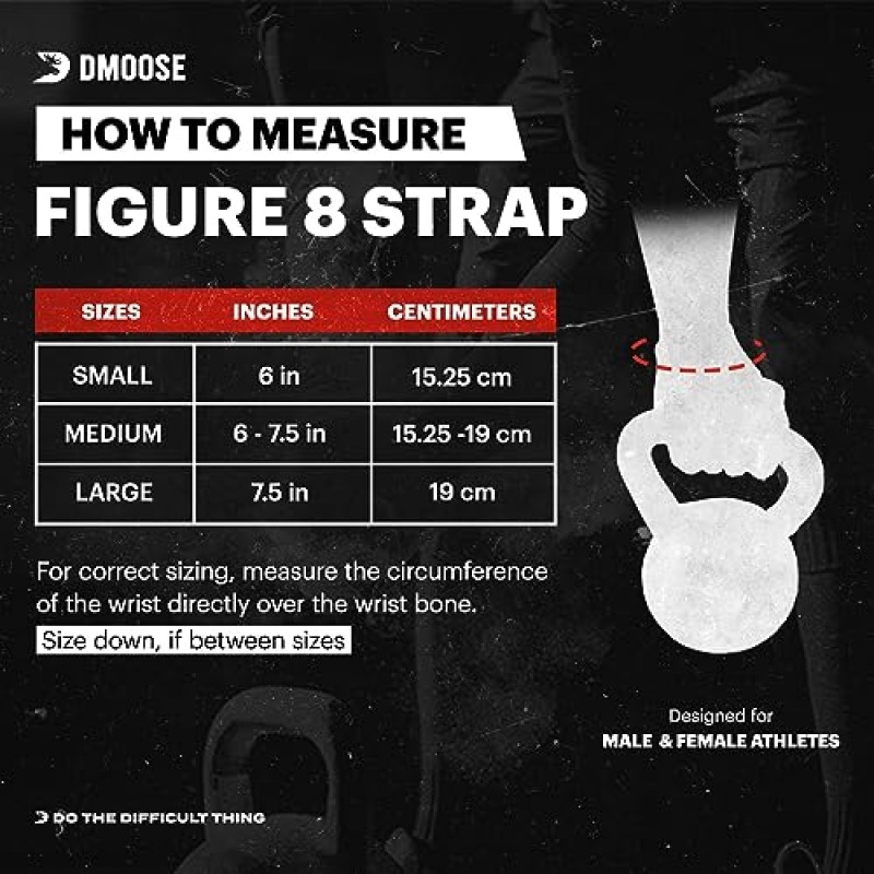 역도, 파워리프팅 및 데드리프트용 DMoose Figure 8 리프팅 스트랩 - 프리미엄 품질, 고강도 지지 스트랩 - 그립 강도 강화, 손목 피로 감소 - 보디빌딩 및 데드리프트용