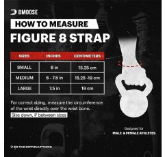 역도, 파워리프팅 및 데드리프트용 DMoose Figure 8 리프팅 스트랩 - 프리미엄 품질, 고강도 지지 스트랩 - 그립 강도 강화, 손목 피로 감소 - 보디빌딩 및 데드리프트용
