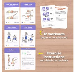 WorkoutLabs 운동 및 요가 카드 장비 없이도 집에서 운동 및 요가 연습을 위한 종합 피트니스 번들 · 프리미엄 플라스틱 플래시카드 덱