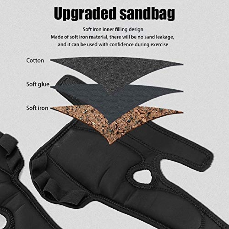 가중 장갑 1kg, 샌드백 무게 베어링 훈련 장갑 체육관 복싱, 크로스 트레이닝을 위한 손목 지원 피트니스 장갑