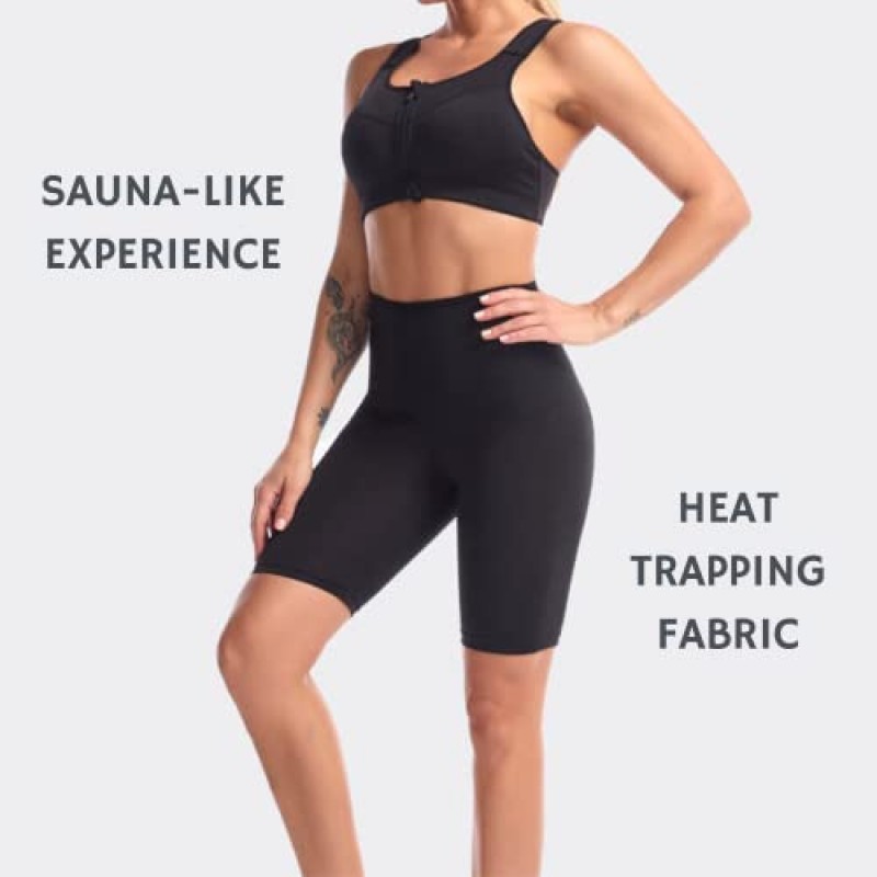 NANOHERTZ 사우나 땀 Shapewear 반바지 레깅스 바지 운동 체중 감소 하체 셰이퍼 Sweatsuit 운동 피트니스 여성
