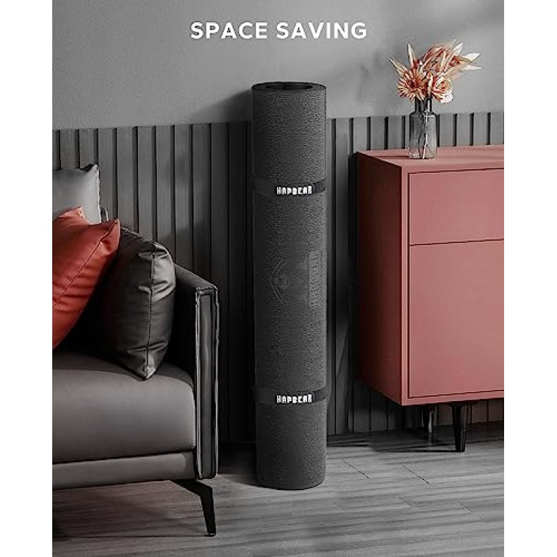 HAPBEAR 운동 장비 매트, 런닝머신 아래, 타원형, 나무 바닥용 펠로톤 자전거 매트 카펫 보호 - 고밀도 중량 벤치 패드 피트니스 체육관 장비 매트…