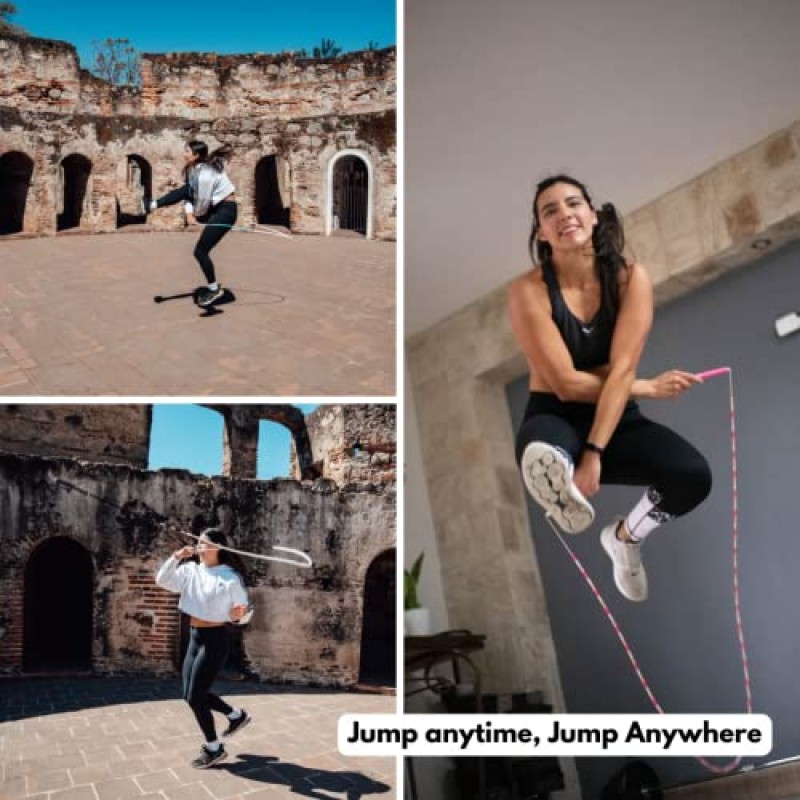 Joanna Jumps 피트니스 및 운동용 분할 줄넘기 - 플라스틱 손잡이가 있는 조절 가능한 줄넘기 - 크로스핏, 체육관, 운동용 줄넘기용 엉킴 방지 줄넘기