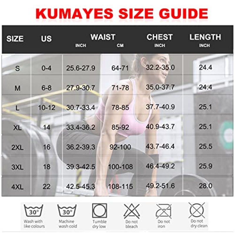 KUMAYES 사우나 정장 여성용 땀 재킷 긴 소매 땀 정장 슬리밍 운동 허리 트레이너 피트니스 바디 셰이퍼 지퍼