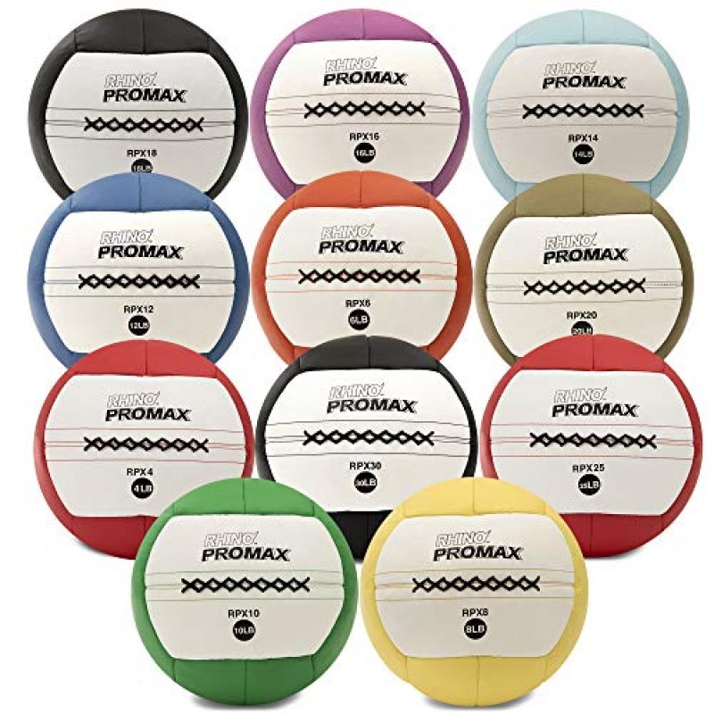 Champion Sports Rhino Promax 슬램 볼, 미끄럼 방지 그립이 있는 소프트 쉘 - 슬래밍, 바운싱, 던지기용 의학 벽 공 - 역도, TRX, 플라이오메트릭스, 크로스 트레이닝용 운동 볼 세트