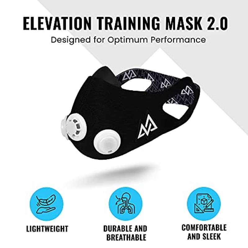 TRAININGMASK - 고도 트레이닝 마스크 2.0 - 피트니스 마스크, 고도 마스크, 운동 마스크, 러닝 마스크, 호흡 마스크, 지구력 마스크
