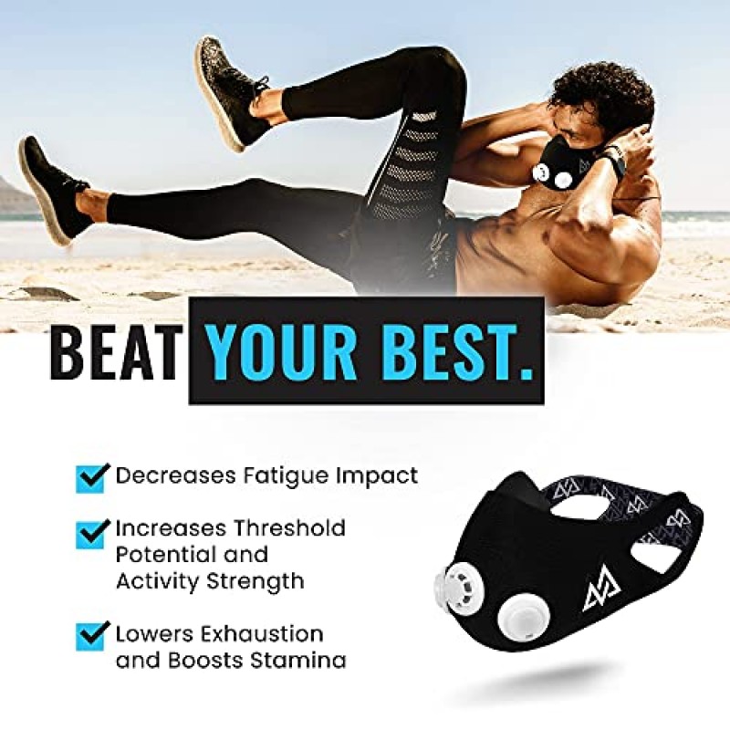 TRAININGMASK - 고도 트레이닝 마스크 2.0 - 피트니스 마스크, 고도 마스크, 운동 마스크, 러닝 마스크, 호흡 마스크, 지구력 마스크