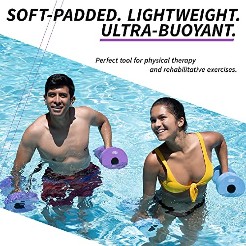 Sunlite Sports 고밀도 EVA 폼 덤벨 세트, 수중 무게, 수영 벨트, 소프트 패딩, 수중 에어로빅, 아쿠아 테라피, 수영장 피트니스, 수중 운동