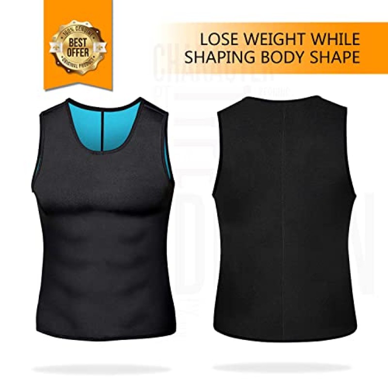 NonEcho 남성 네오프렌 허리 트레이너 사우나 조끼 체육관 뜨거운 땀 탱크 탑 운동 셔츠 Shapewear 바디 셰이퍼 지퍼 없음