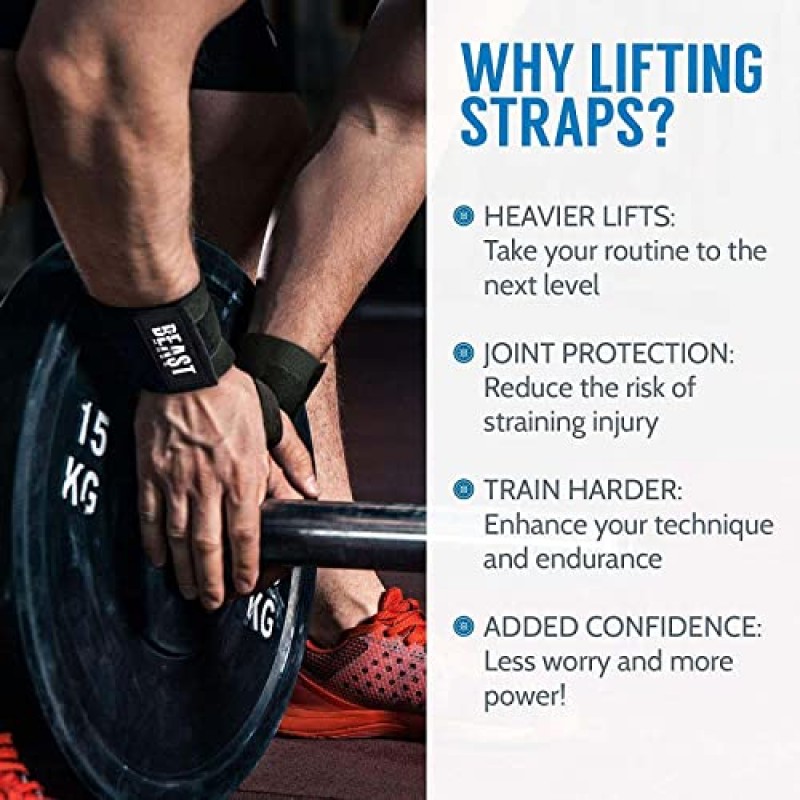 역도 남성 및 여성을 위한 STEIGEN FITNESS 손목 랩(경쟁 등급) 파워리프팅, 체육관 훈련, 보디빌딩, 데드리프트 스트랩, 손목 밴드를 위한 고강도 엄지 루프 체육관 랩이 있는 18