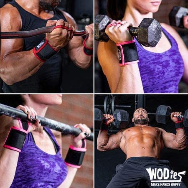 역도, 풀업, 크로스 트레이닝, WOD 및 체조를 위한 손목 랩이 있는 JerkFit WODies 핸드 그립, 물집 및 찢어짐 방지, 남성용 및 여성용