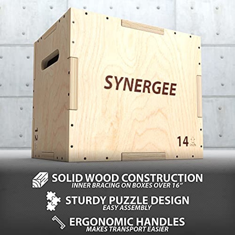 점프 훈련 및 컨디셔닝을 위한 Synergee 3 in 1 Wood Plyometric Box. 올인원 점프 트레이너. 사이즈 30/24/20, 24/20/16, 20/18/16, 16/14/12