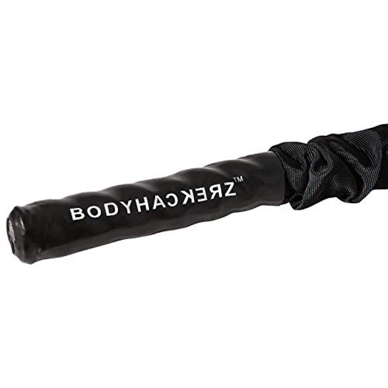BODYHACKERZ 헤비 배틀 줄넘기 5.5lb | 피트니스 운동을 위한 가중 점프 로프 | 내구성이 뛰어난 보호 풀 슬리브 | 1,5인치 직경 | 길이 9.2피트