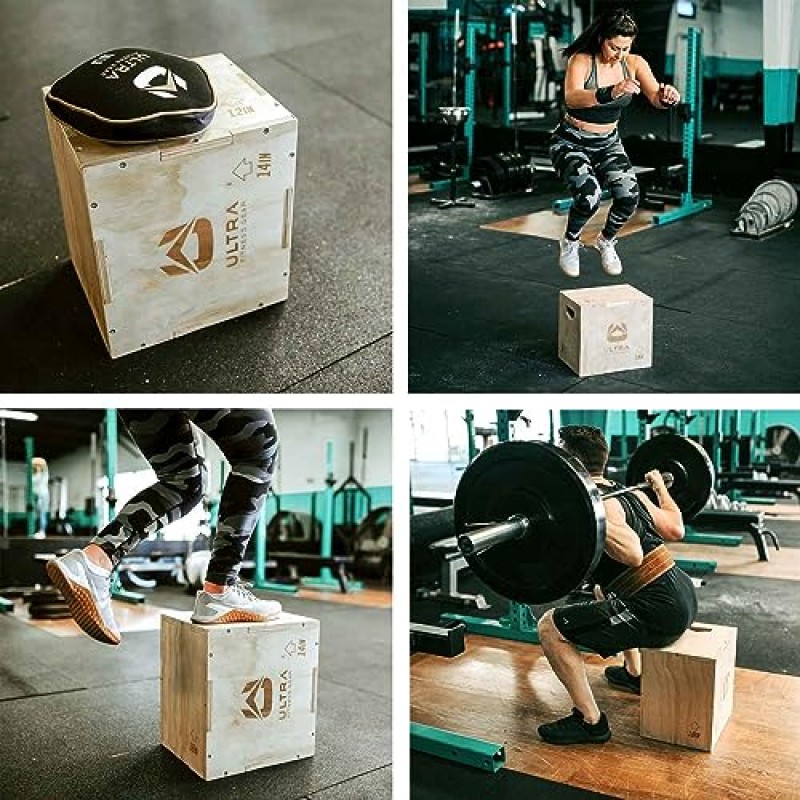 점프, MMA 훈련을 위한 울트라 피트니스 기어 3 in 1 Wood Plyo Box. 플라이오메트릭.